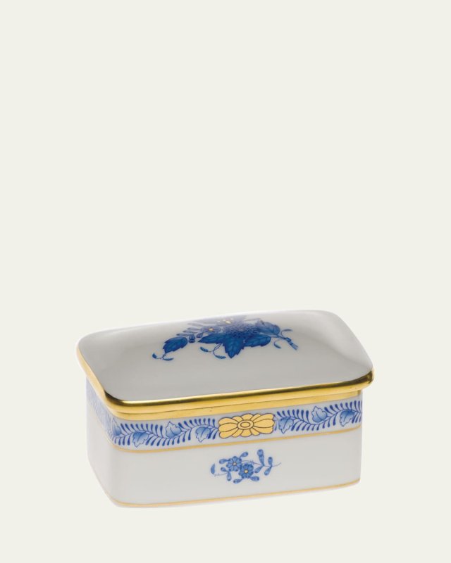 Chinese Bouquet Rectangular Box - Blue